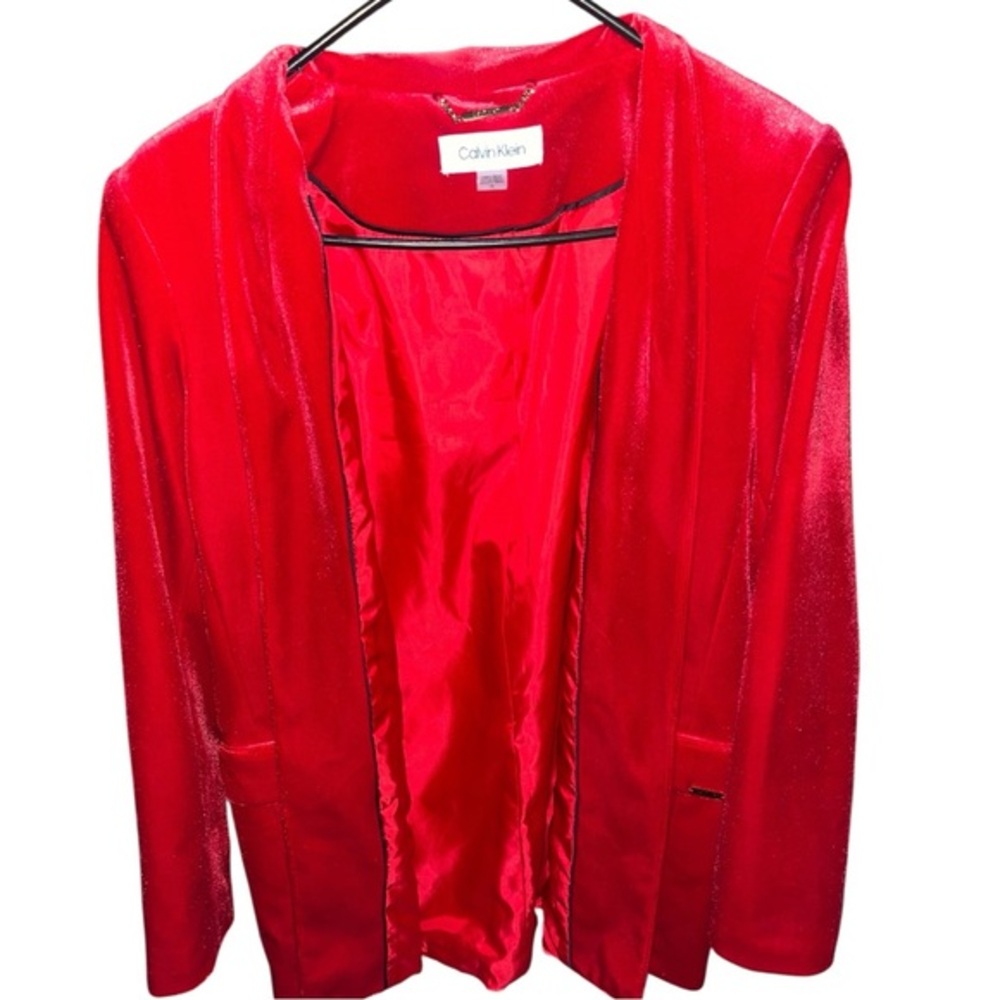 2/$20 🩷 Calvin Klein Women’s Velour Open Padded Dress Jacket SIZE 14 RED